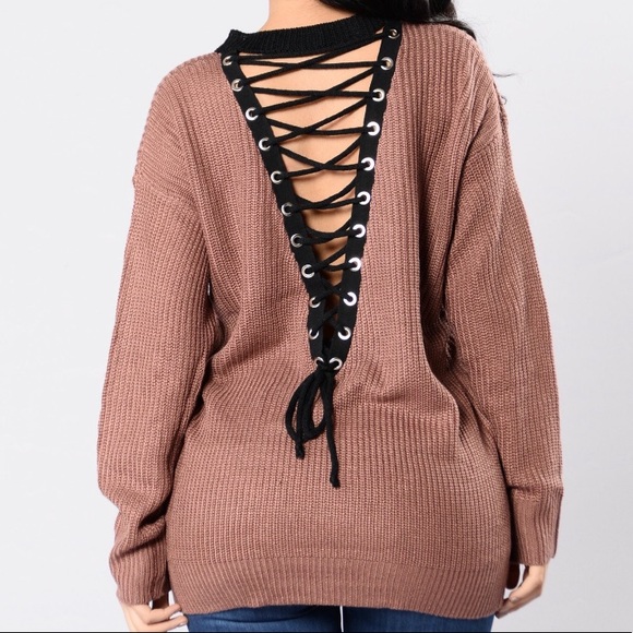 SOLD Fashion Nova lace up sweater - Picture 2 of 5